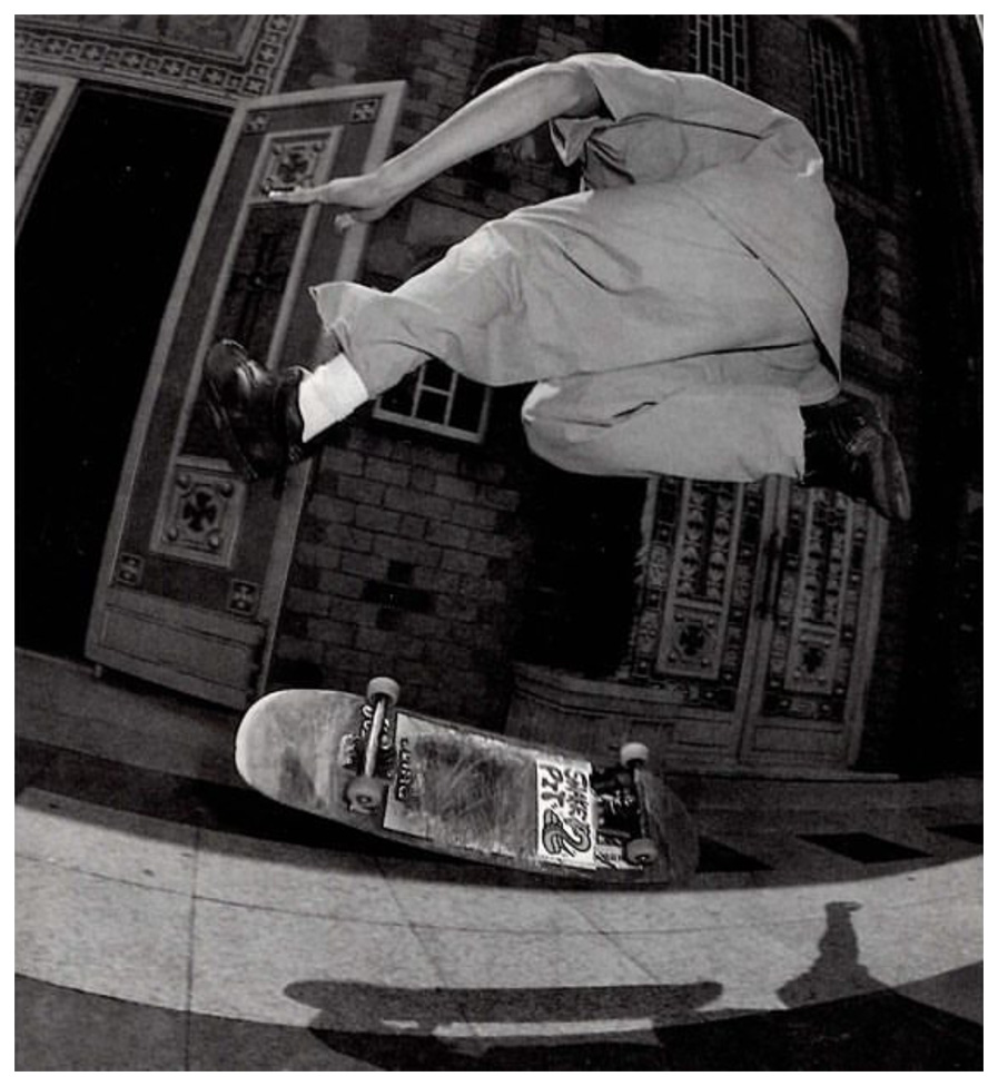 Rudy Johnson performing a Tre Flip in Australia.