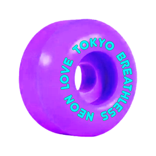 Tokyo Breathless Neon Love Purple Skateboard Wheel.